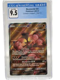 Pokemon TCG Buzzwole GX Holo Secret Rare Card 104/111 PSA 9 Mint - Image 1