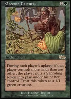 4x Light Play, English Regular Greener Pastures Urza's Saga magicmtg - Image 1