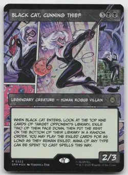 Black Cat, Cunning Thief (Borderless) R Foil Marvel's Spider-Man 222 NM - Image 1