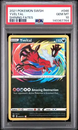 Pokemon Yveltal 046/072 SWSH Shining Fates PSA 10 GEM MINT - Image 1