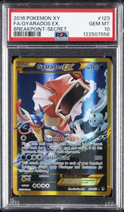 2016 POKEMON XY BREAKPOINT SECRET #123 FULL ART/GYARADOS EX PSA 10 - Image 1
