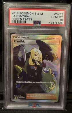 Pokemon 2019 Cynthia SV82/SV94 Full Art Hidden Fates GEM MINT PSA 10 - Image 1