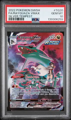 2022 POKEMON SWORD & SHIELD SILVER TEMPEST #TG20 FULL ART/RAYQUAZA VMAX PSA 10 - Image 1