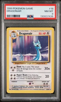 1999 POKEMON BASE SET UNLIMITED #18 DRAGONAIR PSA 8 - Image 1