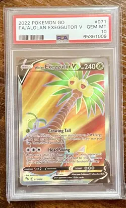 2022 POKEMON GO #071 FULL ART/ALOLAN EXEGGUTOR V PSA 10 - Image 1