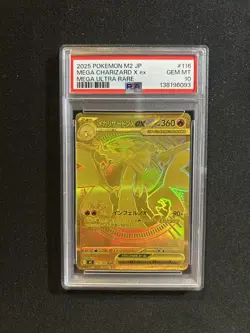 2025 Pokemon M2 JP Gold Mega Charizard X ex Mega Ultra Rare #116 PSA Gem MT 10 - Image 1