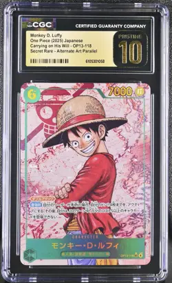 CGC 10 PRISTINE Japanese One Piece 2025 Monkey D. Luffy OP13-118 Alt Art MQ - Image 1