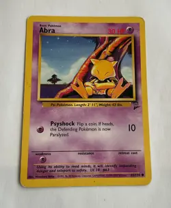 1x Pokemon TCG Abra 65/130 Base Set 2 Unlimited Regular Common Card WOTC LP-NM - Image 1