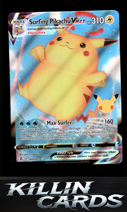 Surfing Pikachu VMAX 009/025 Pokemon Ultra Rare Celebrations Card NM - Image 1