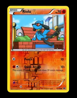 2012 Pokemon RIOLU Next Destinies REVERSE HOLO Foil Black & White Set Card 63/99 - Image 3