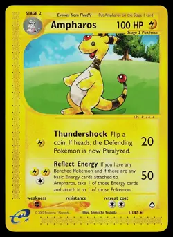 Pokemon Card - Ampharos Aquapolis 1/147 Rare Non-Holo - Image 1