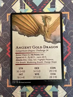 MTG COMMANDER LEGENDS BATTLE BALDURS GATE ART SERIES ANCIENT GOLD DRAGON - Image 2