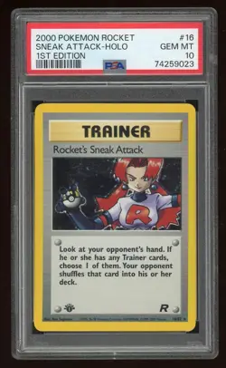 2000 Pokemon Rocket’s Sneak Attack Holo 1st Edition #16/82 PSA 10 - Image 1