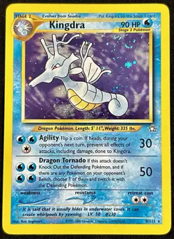 Pokemon TCG Kingdra Holo Rare 8/111 Neo Genesis 2000 NM w/ SWIRL - Image 1