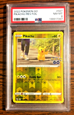 Pikachu Reverse Holo #027 - PSA NM-MT 8 - 2022 SWSH Pokemon GO - Pokemon TCG - Image 1