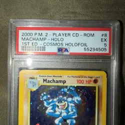 2000 POKEMON CD-ROM STARTER SET #8 MACHAMP-HOLO 1ST ED-COSMOS HOLOFOIL PSA 5 - Image 2