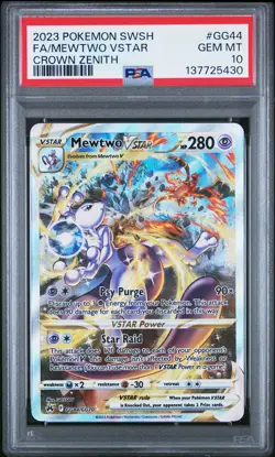 2023 POKEMON SWORD & SHIELD CROWN ZENITH #GG44 FULL ART/MEWTWO VSTAR PSA 10 - Image 1