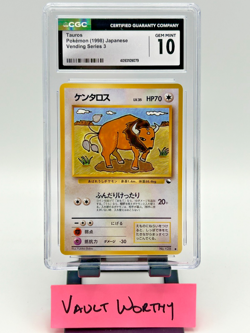 🐂 1998 POKEMON JAPANESE VENDING SERIES III #128 TAUROS - CGC 10 GEM MINT 🐂 - Image 1