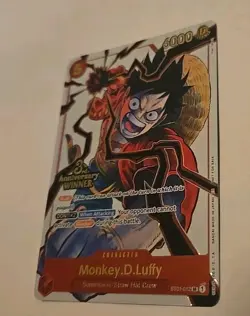 Monkey D Luffy ST01-012 3rd Anniversary Winner Promo One Piece New In Hand - Image 2