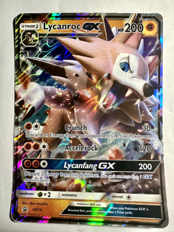 Pokemon TCG Lycanroc GX Black Star Promo SM14 Ultra Holo Promo "JUMBO" Card LP - Image 1
