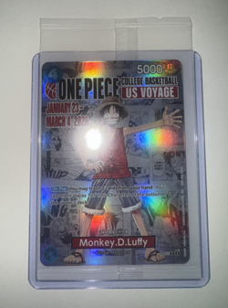 ONE PIECE CARD GAME - COLLEGE BASKETBALL US VOYAGE P-055 Monkey.D.Luffy SEALED - Image 2