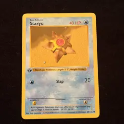 1st Edition Shadowless Staryu 65/102 Base Set Pokemon Card - Image 1