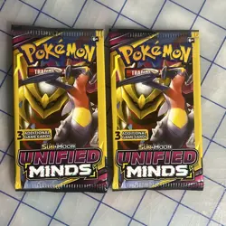 Pokemon Unified Minds - Sun & Moon 3 Card Booster Pack Lot of 8- 2x Full Art Set - Image 2