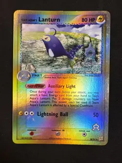 Team Aqua's Lanturn 28/95 Team Magma vs Team Aqua Reverse Holo Pokemon MJ - Image 1
