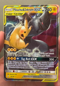 Pokemon Pikachu & Zekrom GX Tag Team Full Art Holo 33/181 2019 *READ DESCRIPTION - Image 1