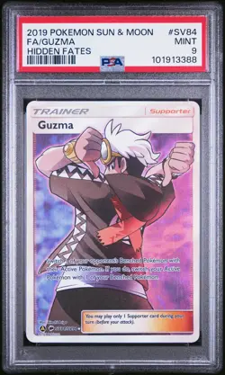 2019 POKEMON SUN & MOON HIDDEN FATES #SV84 FULL ART/GUZMA PSA 9 - Image 1