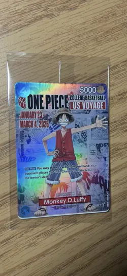 Bandai Namco One Piece Monkey.D.Luffy Promo Holo College Basketball P055 P - Image 1