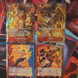 Bandai One Piece Card Game Foil Lot Portgas D. Ace Sabo 4 Cards - Image 1