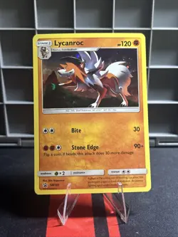 Lycanroc SM105 Sun & Moon Black Star Promo Cosmos Holo Pokemon Card - Image 1