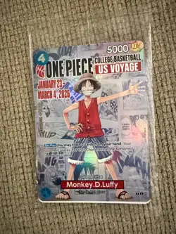 One Piece Monkey D. Luffy US Voyage College Basketball Card Rutgers 1/23 IN HAND - Image 1