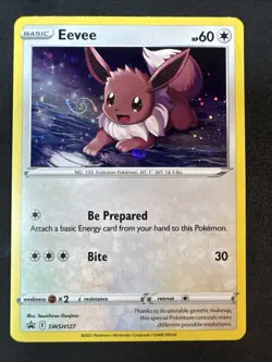 Swirl !!! Eevee SWSH127 Sword & Shield Black Star Promo Cards Holo Swirl Pokemon - Image 1