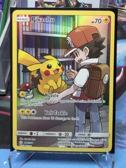 Pokemon TCG Sun & Moon Cosmic Eclipse Pikachu Card 241/236 Secret Rare Holo - Image 1