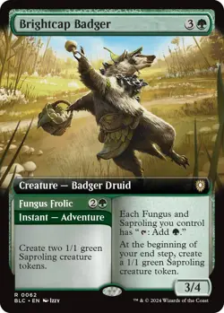 Brightcap Badger Extended Art 0062 MTG Commander Bloomburrow Rare NP - Image 1