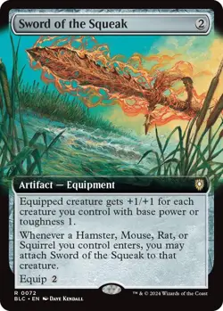 Sword of the Squeak Extended Art 0072 MTG Commander Bloomburrow Rare NP - Image 1