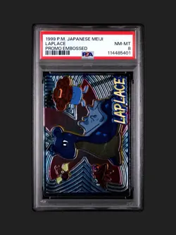 1999 POKEMON JAPANESE MEIJI PROMO LAPLACE (LAPRAS) EMBOSSED FOIL PSA 8 NM-MT - Image 2
