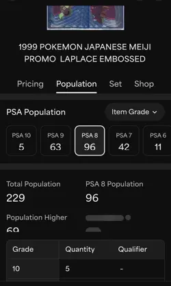 1999 POKEMON JAPANESE MEIJI PROMO LAPLACE (LAPRAS) EMBOSSED FOIL PSA 8 NM-MT - Image 4