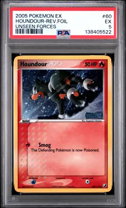 Houndour-Rev.Foil Pokemon Ex Unseen Forces 60 NM PSA 5 - Image 1