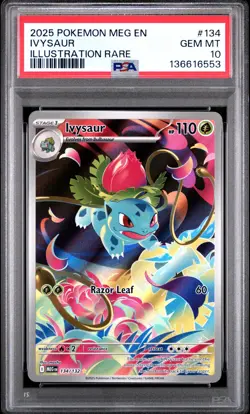 2025 Pokemon Mega Evolution Ivysaur Illustration Rare #134 PSA 10 GEM 6553 - Image 1
