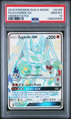 2019 POKEMON SUN & MOON HIDDEN FATES #SV65 FULL ART/ZYGARDE GX PSA 10 - Image 1