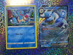 Pokemon TCG: Promo SWSH233 Squirtle; 151 Set Double Rare 009/165 Blastoise ex - Image 1