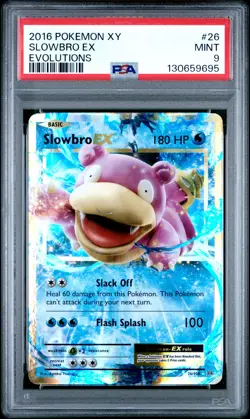 2016 POKEMON XY EVOLUTIONS #26 SLOWBRO EX PSA 9 - Image 1