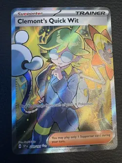Clemont's Quick Wit 229/191 Surging Sparks Full Art Trainer Holo Pokemon TCG NM - Image 1