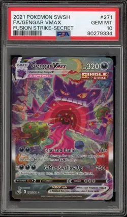 Pokemon Gengar VMAX Fusion Strike Secret Rare Full Alt Art #271 PSA 10 Gem Mint - Image 1