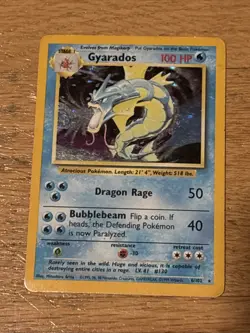 Pokemon TCG Gyarados Base Set 6/102 Holo 1999-2000 Wizards Base Set hollow - Image 1