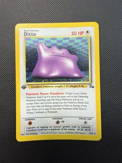 Ditto First Edition Holo 3/62 Fossil Pokemon Card Vintage WOTC NM- - Image 1