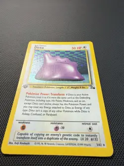 Ditto First Edition Holo 3/62 Fossil Pokemon Card Vintage WOTC NM- - Image 2